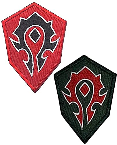 Heiorpai 2 st World of Warcraft Horde lapp broderad dekorativ krok och ögla fästelement baklapp
