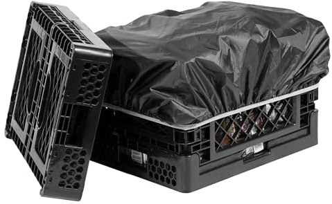 Navaris Cassetta Pieghevole con Copertura Antipioggia - Scatola Organizer Pieghevole - Ideale per Trasporto Spesa e Viaggi - 25L - Nero