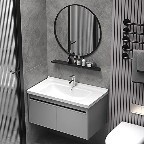 Badezimmer-Waschtisch mit Waschbecken-Kombination, Einzelwaschbecken, Modernes Badezimmer-Waschtisch-Set, an Der Wand Befestigter Badezimmer-Waschtisch, Badezimmer-Waschtisch mit Keramik-Waschbecken (