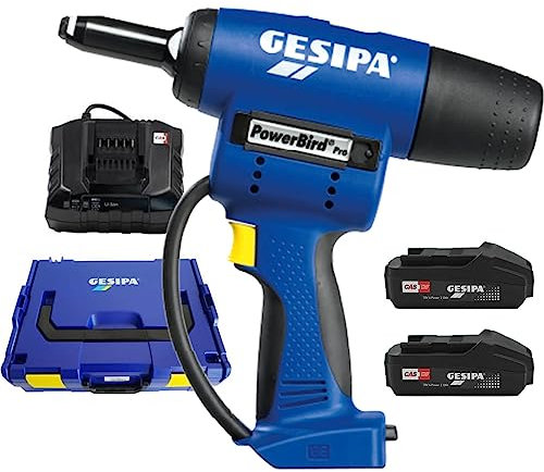 Gesipa PowerBird Pro Gold Edition CAS, 20.000 N Setzkraft, für Blindniete bis Ø 6,4 mm, Bürstenloser Motor, Nietgerät 1679667