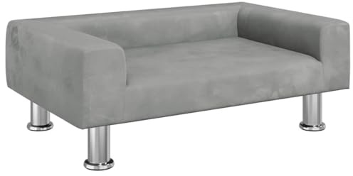 vidaXL Hundebett, Hundekissen mit weicher Polsterung, Hundesofa Hundecouch für kleine Hunde Haustiere, Haustierbett Katzenbett, Hellgrau Samt