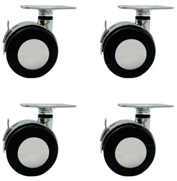 LIKERAINY Ruedas de Nylon Giratorias Ruedas Giratoria de Nylon con Freno FC4712A Giro de 360 Rueda con Fijación de Placas para Muebles Gabinete Armarios Diámetro Ø 50mm Paquete de 4