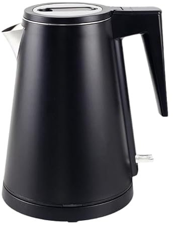 PRESENT-MORE - Bollitore Elettrico Nero in Acciaio Inox - 0,8L - 1000-1200W - Ebollizione Rapida - Coperchio a Molla, Spia Luminosa, Base Girevole