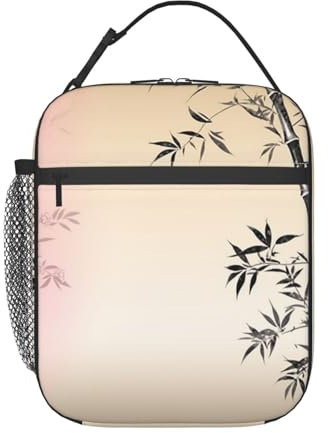 Insulated Lunch Bag Adults Reusable Lunch Boxes Bamboo and Sakura Tree Zen Tote Pack for Work, Office, Outdoor