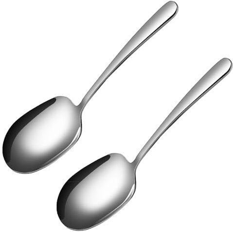 OULIGET Cuchara grande de acero inoxidable para servir, para bufé, cena, fiesta, banquete, utensilios para servir, cuchara para hornear y untar, 2 piezas de 10 pulgadas