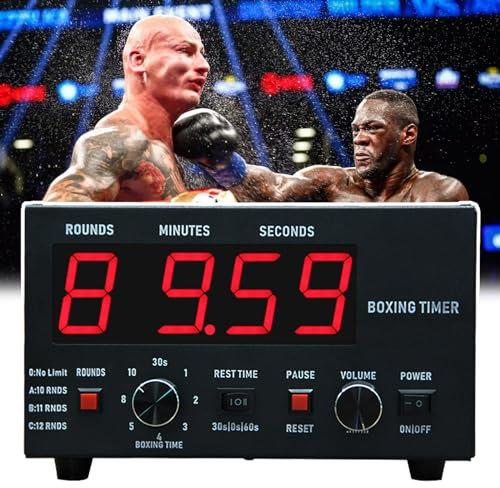 Minuterie D'Intervalle De Boxe Professionnelle, Minuterie De Gymnastique Avec Affichage Led, EntraîNement 30S-10Min Et Temps De Repos 0/30/60S, Volume RéGlable, Pour Muay Thai/Mma/Kickboxing,Red