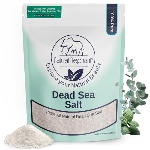 Natural Elephant Dead Sea Eucalyptus Mint Bath Salt - Bathing and Foot Soak for Energizing and Refreshing 100% Pure with Organic Eucalyptus Mint Essential Oil Medium Coarse Grain (5 lb (80 oz) Bag)