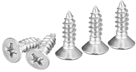 DTGN 100Pcs #8x1/2 Flat Head Wood Screws, 304 Stainless Steel Phillips Self Tapping Screws - Good for Woodworking, Furniture - Silver