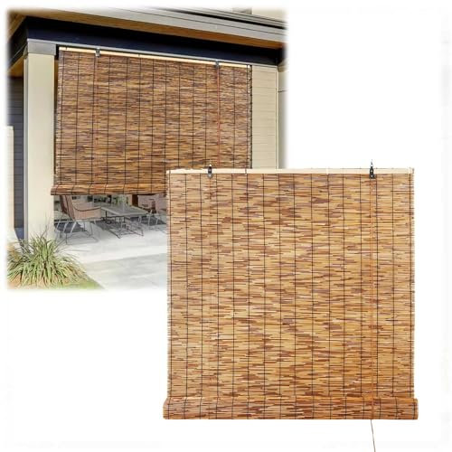 Bambusrollo Verdunkelungsrollo 140cm 60cm 80cm 120cm 110cm Verdunkelnd Bambus Rollos für Fenster Ohne Bohren, Energiesparend Bambus Rollo Außenrollo für Pergola Outdoor Rollo für Innen
