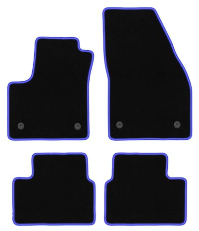 Wielganizator Alfombrillas para Opel Meriva B Minivan 2010-2017 – Terciopelo – Accesorios para Coche – Práctico Felpudo – 4 Piezas – Negro y Azul