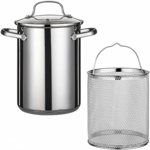WQZStar Marmite à Asperges avec Couvercle en Verre et passoire – Cuiseur à légumes en Acier Inoxydable, cuiseur à pâtes Spaghetti pour la Cuisine à Domicile