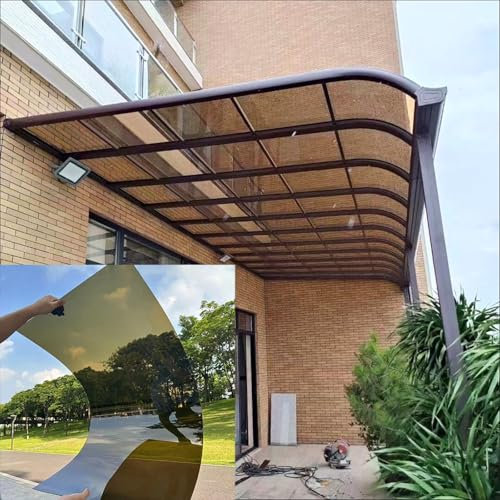 Polycarbonate Roofing Sheet Outdoor Clear, 1MM sturdy patio polycarbonate greenhouse panels, UV Protection Rain pergola roof panels, cuts easily Suitable for patios, partitions, etc.(Brown,6x 16.4ft)