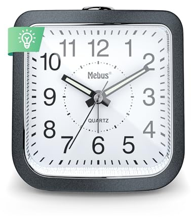 Réveil à Quartz, Silencieux sans tic-tac, Aiguilles Lumineuses, Alarme avec répétition de l'alarme, Snooze, éclairage du Cadran sur Simple Pression d'un Bouton, Couleur : Gris Anthracite, modèle :