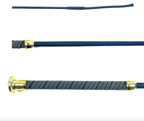 JA Horse Beethoven Dressurgerte Dressurpeitsche Reitgerte Dressur Reiten Gerten mit Goldener oder silberner Kappe (Navy/Gold, 110 cm)