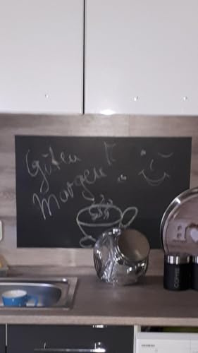 Magnettafel | Memotafel | Selbstklebend | Magnetleisten mit 5 Stück starke Magnete | Büro, Pinnwand, Fotowand, Dokumente Kühlschrank beschreibbar, abwischbar, magnetisch (schwarz, 50x40cm)