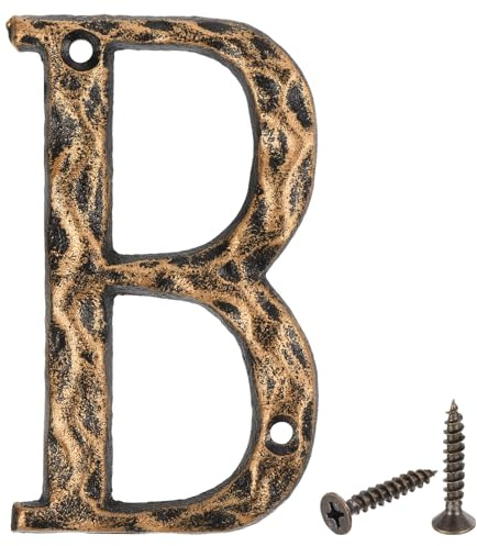 sourcing map Lettera per indirizzo della casa, 12,4 cm, in ghisa, stile vintage, lettera B, lettere esterne per casa, strada, ufficio, cassetta postale, colore: nero e oro