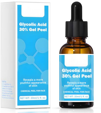 Glycolic Acid Peeling Gesicht, 30% Glycolic Acid Gel, Sanftes Hautpeeling, Acide Glycolique Feine Linien und Falten, Peeling Gel Gesicht Frauen und Männer-30ml