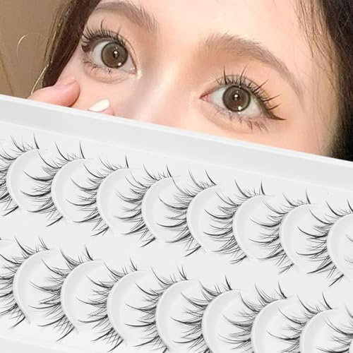 10 Pares de Pestañas Postizas 3D 100% Hecho, Pestañas Postizas Cluster Lashes Kit, Mixed Eyelashes, Pestañas Postizas Naturales Medias Pestañas Wispy