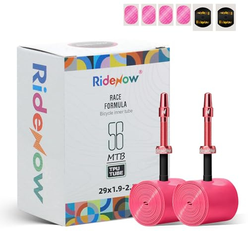 RideNow TPU-slang, kompatibel 29 x 1,9–2,5 elcykel/mountainbike, 2-pack 56 g ultralätt cykelslang med 45 mm Presta-ventil av metall