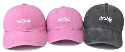 Besforta rolig broderad mamma pappa mini förälder-barnhatt, justerbar familj matchande baseballkeps set med 3