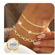 VIDONIO 3 Stück Armband Damen,14 Karat Vergoldet Armbänder Verstellbare Armband Gold Set Stapelbare Twist Schlange Armkette Charm Verstellbar Armbänder Damen mit CZ Schmuck Geschenk für Mädchen Frauen