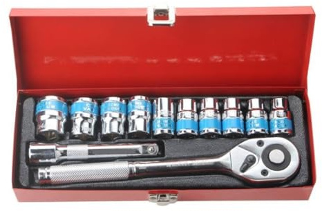 ZGJIAJU Lot De 12 Clés À Douille Hexagonales De 1/2 Pouce, Embout Hexagonal De 10 À 24 Mm, Clé À Douille Métrique, Outil De Retrait D'écrou De Tête