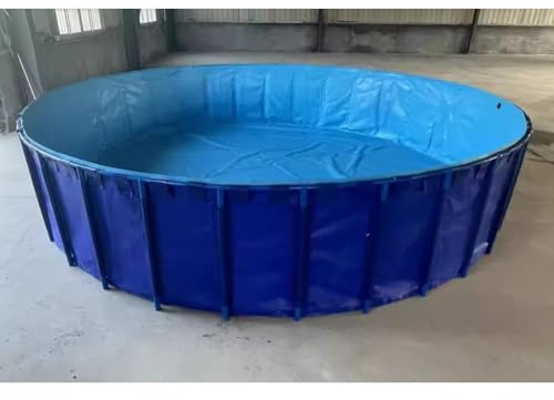 Generico Piscina con Struttura Rotonda e Rivestimento Flessibile in PVC - Laghetto per Pesci Fuori Terra per la Riproduzione acquatica, Facile da installare (4x0,8 m) - Serbatoio di Raccolta in Tela