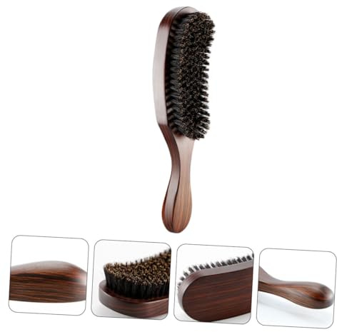 Bartbürste mit Borsten für Männer, Bartstyling | Kaffeefarbene Holzoptik, Bequemer Griff, zum Trimmen im Salon, für Bart und Haarpflege