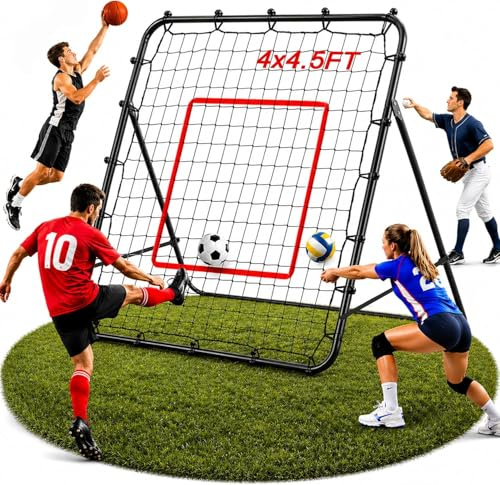 Volleyball Rebounder Net for Hitting Serving Passing Spike Practice - Soccer Rebounder Set with 6 Adjustable Angles - Steel Frame Volleyball Net for Backyard Soccer Baseball Softball Lacrosse