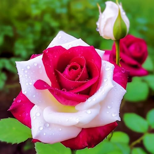 Rosenrhizom-equippte Duftende Hybride Strauchrosen – Winterharte Doppelfarbige Rosen für Gartenliebhaber-1Rizoma-B