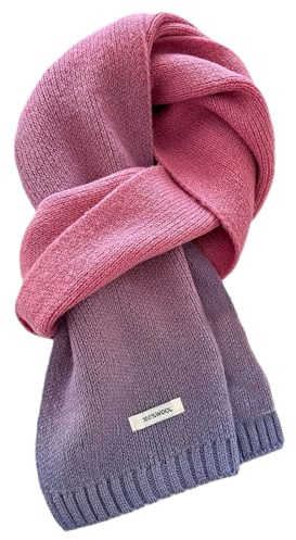 Generisch Damen Winterschal Wollschal Farbverlauf Strickschal - 100% Wolle - Weiche Warm Kaschmir Schal Herbst Winter Halswärmer Gestrickter Halsschal, 160 x 20 cm