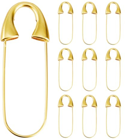 TNKBREEZE 10 Stück Große Messing Sicherheitsnadeln Heavy Duty Decken Nadeln Mattgold 55 mm Dicke Stoffnadel Für Winter Camping Quilting Umhang Schmuck Häkeln Deko