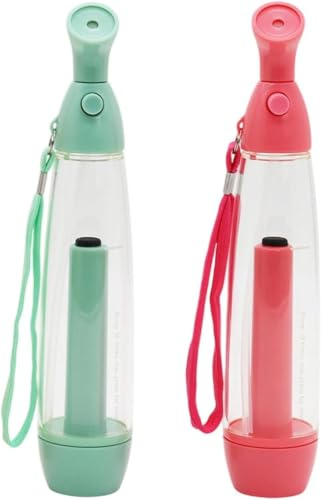 LuWomenre Pack de 2 Vaporisateurs Deau Manuels - Brumisateurs Eau Rechargeables, Vaporiser Portable en Plastique Vaporiser L'eau Idéal Rafraîchir Visage et Corps (Vert+Rose)