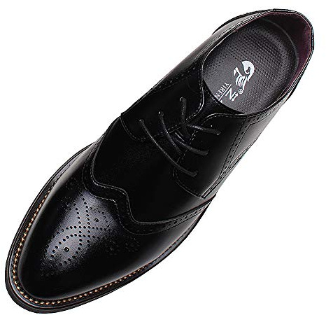 ANUFER Hombres Inteligente Punta Puntiaguda Zapatos de Vestir con Cordones Formal Negocios Boda Brogues Negro P110 EU38
