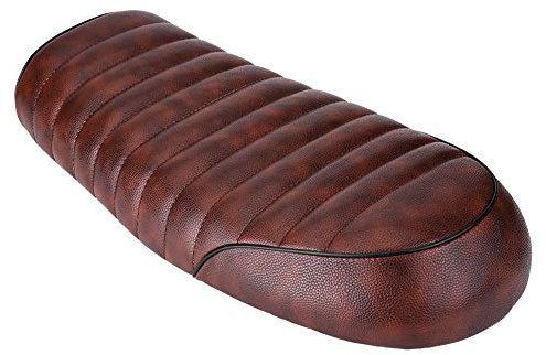 Selle Cafe Racer, Qiilu Siège de moto, PU Cuir Vintage Café Racer Siège Plat Coussin de Selle pour Honda CG125 GN CG CB200 CB350 CB400SS CB500 CB750 SR400 SR500 XJ XS KZ