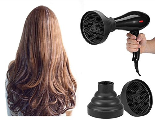 Hair Blower Diffuser, Foldable Hair Dryer Diffuser Cover Styling Hairdressing Tool Collapsible Hairdryer Diffuser Attachment for Curly Or Wavy Hair (Black)