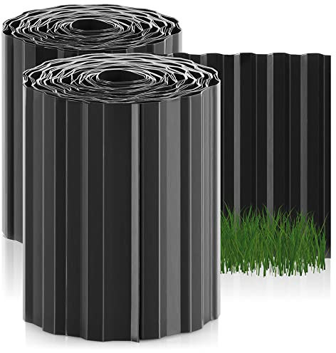 COM-FOUR® 2X Bordure de pelouse 20 x 900 cm en Plastique - Bordure de Parterre Flexible pour pelouse, Parterre de Fleurs ou comme Bordure de Tonte - Finition Gazon, Longueur réglable Individuellement