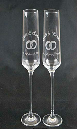regalo grabado 2 Copas Cava Grabadas. Vidrio