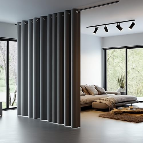 PANOVOUS - Cortina de separación, Color Gris Claro, Aislante, Aislante para Sala de Estar, Dormitorio compartido, Aislamiento acústico térmico, Lisa, 457 x 244 cm