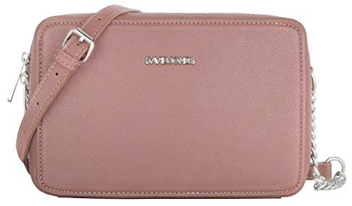 David Jones - Damen Kleine Umhängetasche Quadratisch - Schultertasche Kette Handtasche PU Leder - Crossbody Messenger Bag - Abendtasche Clutch Pochette City Tasche Mode Elegant - Rosa