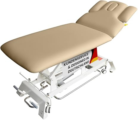 Promafit Elektrische Massageliege Houston - Therapieliege Behandlungsliege höhenverstellbar bis 95,5 cm mit 3-teiligem Kopfteil - Kosmetikliege inkl. Papierrollenhalter - Belastbar bis 200 kg