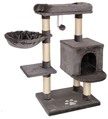 lionto Tiragraffi per Gatto Albero Tiragraffi Gatto Gioco Giocattolo Gatti Altezza 93 cm, Grigio Scuro