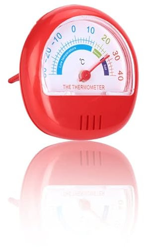 Kühlschrankthermometer, Mini-Kühlschrankthermometer, mechanisches Kühlschrankthermometer mit großer Anzeige für Küche (rot)