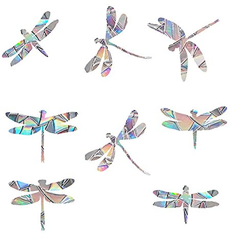 30 Stück Libelle Prisma Fensteraufkleber für Vogelschläge, Anti-Kollisions-Aufkleber, Stoppen Sie Vögel, die ins Fenster fliegen