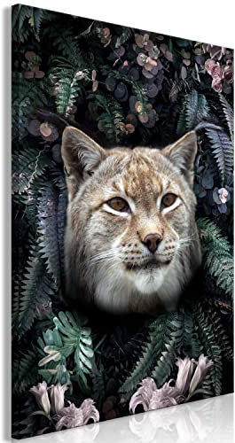 murando - Wandbilder Luchs 60x90 cm Vlies Leinwandbild 1 tlg Kunstdruck modern Wanbilder XXL Wanddekoration Design Wand Bild Abstrakt Tiere Farn Blumen Porträt g-C-10018-b-a