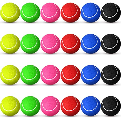 Vinsot 24 Pack Tennis Balls Bulk, Standard Pressure Balls for Training Playing Player Beginner Youth, Exercise Ball for Pet Dog, 2.5 Inch(Multicolor)