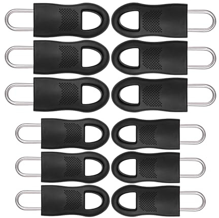 Tiradores de cremallera para reparación, 12 juegos, cada uno de 6 x 35 mm y 45 mm de longitud total, enchufables, tirador de cremallera, deslizador de cremallera para maleta, mochila, bolso