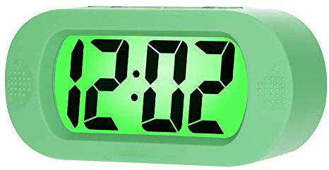 Plumeet Einfach Einzustellen, Großer Digitaler LCD-Reisewecker, Mit Schlummermodus und Nachtlicht, Ansteigendem Soundalarm & Handgerät-Größe, Kinder (Cyan)