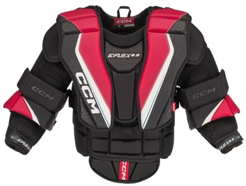 CCM EFLEX 6.9 Eishockey Torwart Brustpanzer Intermediate, Schwarz/Rot/Weiß (Gröse: S)