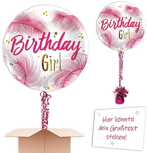 Birthday Gill Heliumballon inkl. Heliumfüllung, Schmuckbänder, Gewicht und Karte mit Wunschtext als Geschenk oder an Wuschadresse senden